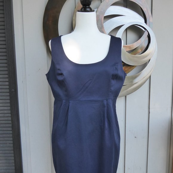 2 Piece Navy Form Fitting Cotton Dress with Crop Jacket, Size 14 - Picture 5 of 5